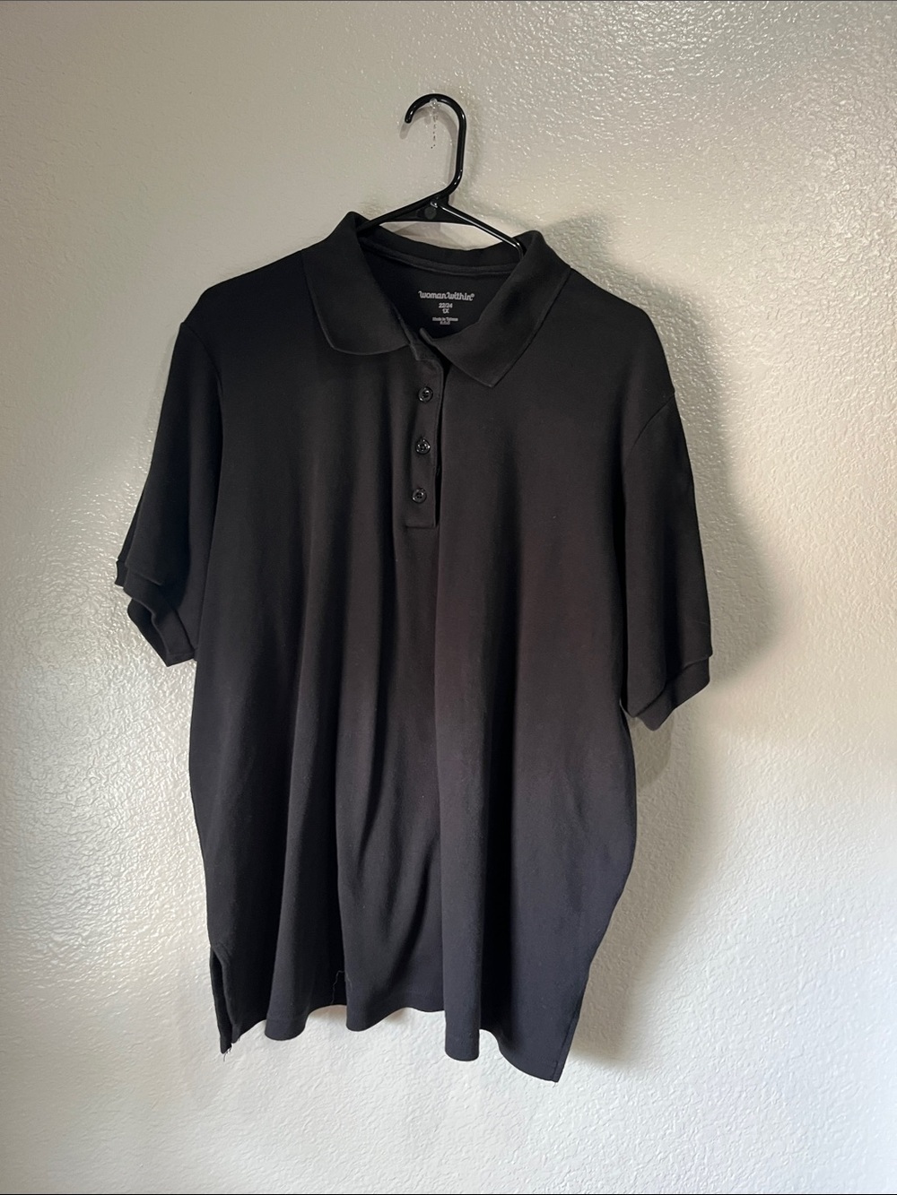 Woman Within Black Polo Shirt - Short Sleeve Sz 1X Casual Lightweight TC0592